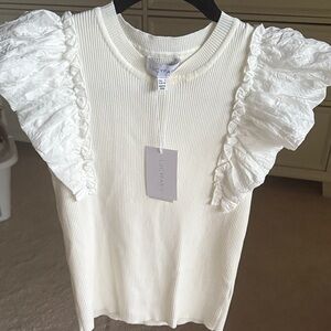 Lucy Paris White Ruffle Sleeve Blouse